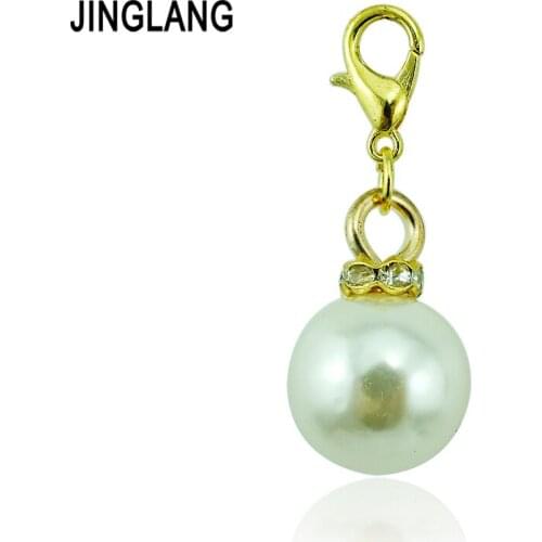 JINGLANG Arrival DIY Fashion Lobster Clasp Charms With Colorful Round Beads for Pendants and Bangles Accessories DZ3924