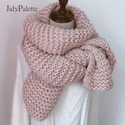 JulyPalette Thick Wool Solid Scarf Female Autumn Winter Thicken Warm Sweater Scarves Men Women Long Shawls Knitted Scarf 2020