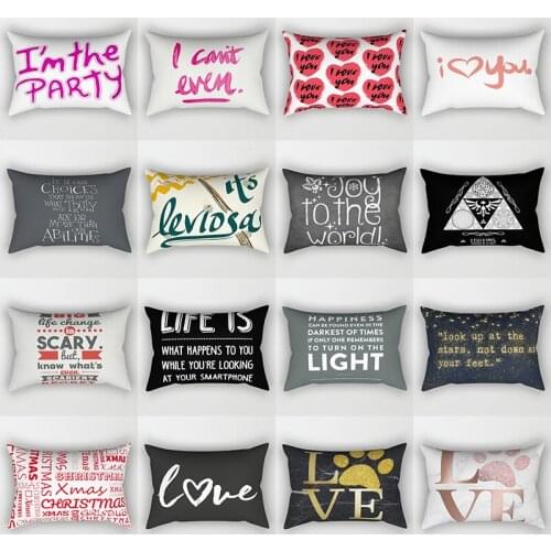 Classic quotations love letters never ever give up english letters short plush rectangle small pillow cases size 50cm by 30cm