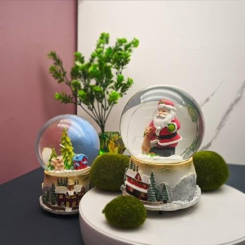Classic Santa Claus Crystal Ball Ornaments Creative Glass Water Ball Bedroom Decoration Light Luxury Resin Crafts Christmas Gift