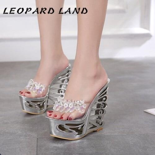 LEOPARD LAND leather buttons wristbands metal decorative waterproofing platforms special heel sandals and extra high heels LFD
