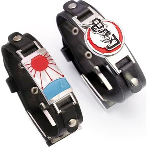 Demon Slayer Bracelet Punk Style Leather Men Bangles 2 Designs Options 10pcs/lot
