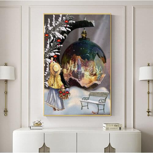 Snow Globe DIY 11CT Embroidery Cross Stitch Kits Needlework Craft Set Cotton Thread Printed Canvas Home Decoration On Sell