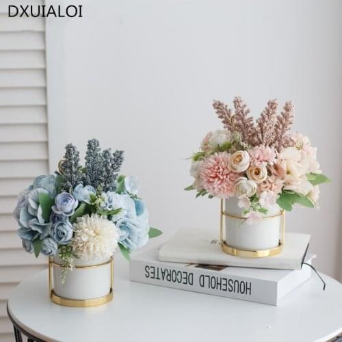Nordic simulation flower fake flower bouquet home decor ornaments living room table decoration flower silk vase Wedding Gifts