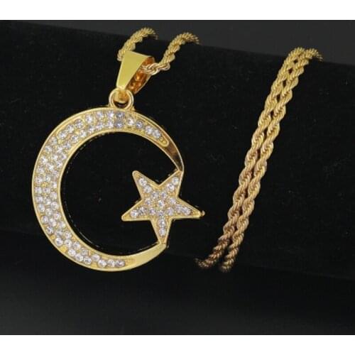 New Hip Hop Punk Moon Star Pendant Necklace for Women Men Jewelry