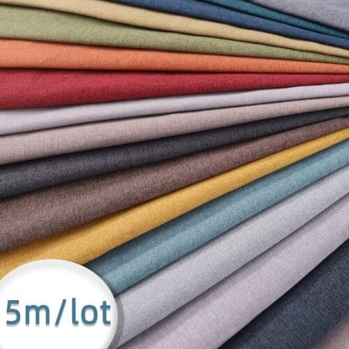 Wholesale Linen Sofa Fabric Textile Material Solid Fabric for Furniture DIY Sewing Plain Upholstery Cloth 5m/lot