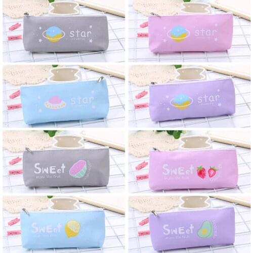 Starry Sky Fruit Pencil Case Novelty Cartoon Pencil Bag Student Stationery Korean Bag High Capacity Pencil Pouch School Supplies