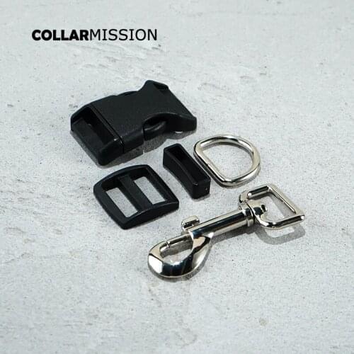 Plastic buckle+Tri-Glid+square keeper+D ring+metal dog clasp/set)Electroplating process black 25mm DIY dog collar accessories