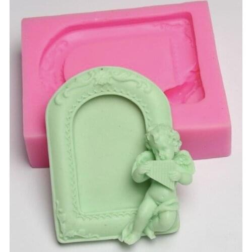 High quality Silicone mould Frame angel play harp pattern Fondant cake mold Handmade soap mold resin clay craft DIY tools