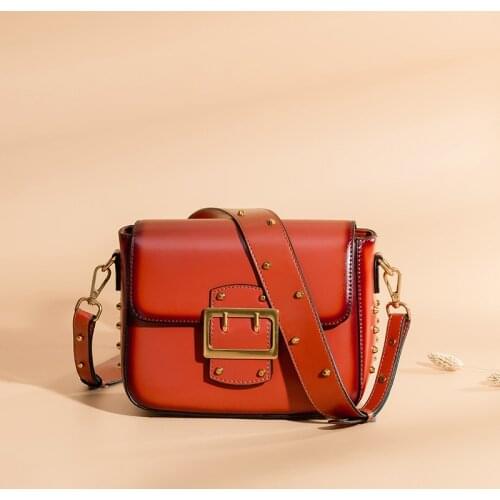 Vintage Real Leather Wide shoulder strap Handbag premium quality fashion genuine leather Shoulder Bags of Famous Brand