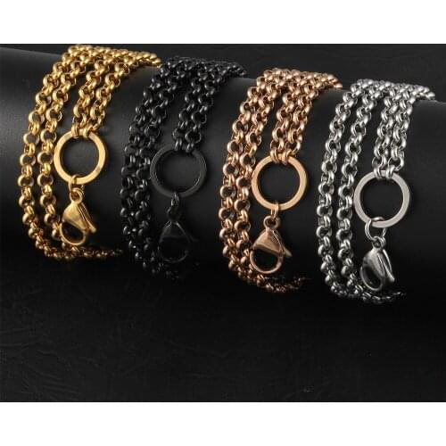 TJP 10PCS/Lot 24'' (60cm) 316L Stainless Steel 4.0mm Rolo Chain for Floating Locket/Pendant Jewelry Wholesale