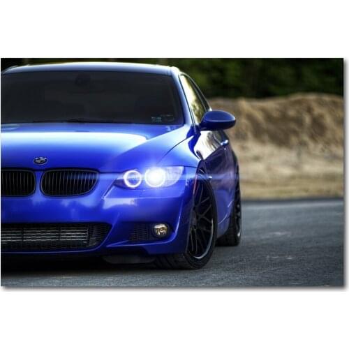 Tuning Car B M W Blue Car Headlight Wall Art Posters Canvas Art Prints Art Paintings For Living Room Decor
