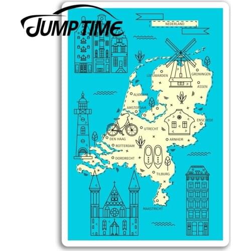 Jump Time for Nederland Map Vinyl Stickers Netherlands Travel Sticker Cool Camper Window Bumper Motor Decal Car Wrap