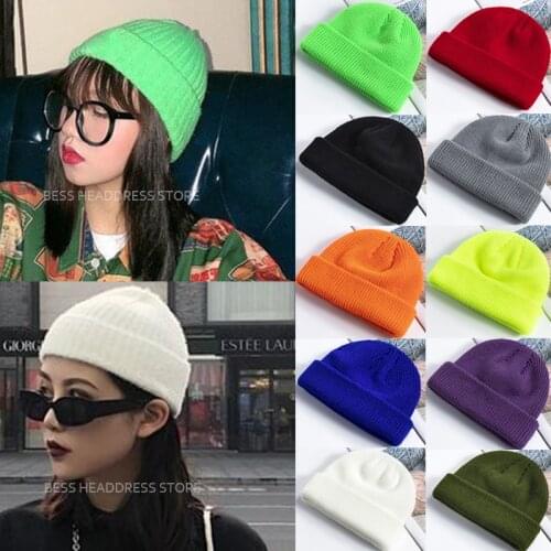 2021 Unisex Winter Autumn Beanies Knitted Hats Black Beanie Hat Women Men Solid Color Hats Ladies Skullcap Casual Fashion Cap