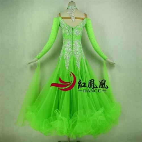 Women Standard Ballroom Dresses Girls Long Sleeve Lycra Stretchy Dancing Costume Adult Waltz Ballroom Competition Dance Dress
