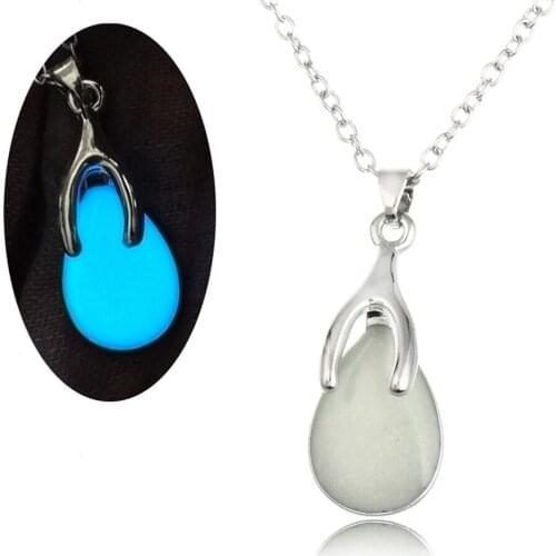 Vendimia HOT Fashion Wish Born Water Drop Glow in Dark Necklaces & Pendants for Women Girl Glowing Necklace Kids Christmas Gifts