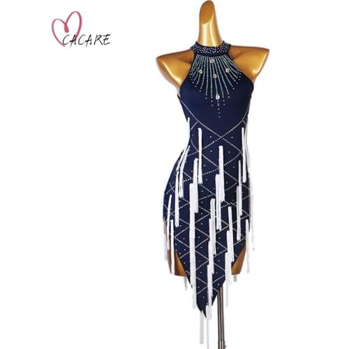Latin Dance Dress Clothes Women Girls Fringed Dresses Standard Salsa Tango Costume Tassels Backless Customize D1097 CACARE