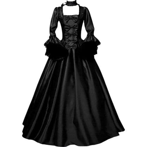 Women Vintage Dress 2020 Fall Retro Gothic Dress Long Sleeve Dress Elegant Classic Ladies Tunic Black Vestidos Drop Shop