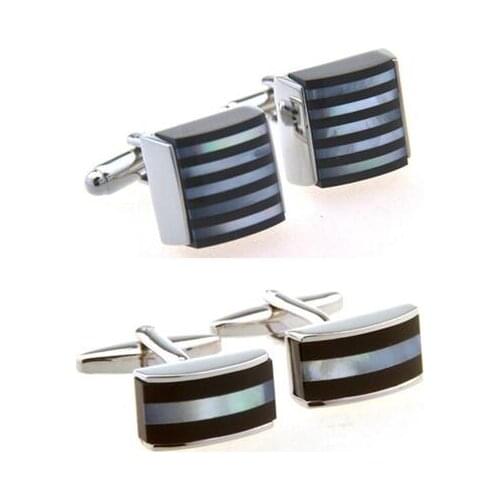 10pairs/lot Quality Black Onyx Pearl Shell Cufflinks Rectangle Square Business Style Cuff links Mens Jewelry Gift Wholesale