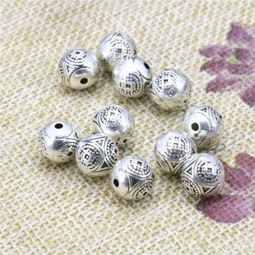 10PCS Accessory Lucky DIY Finding Loose Carved Flower Copper Round Beads Ball Jewelry Making Design Women Metal Gifts Crafts 9mm