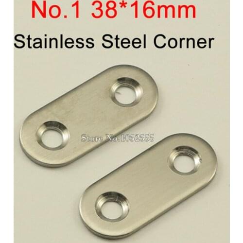 100PCS 38*16mm stainless steel Flat Brackets Straight Line Metal Plates Repair Fixing Joining furniture Connecting fittings K250