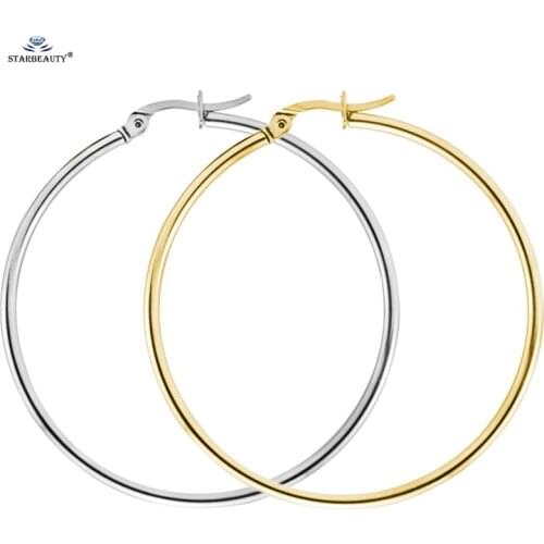 2 pcs/lot 3/7cm Large Hoop Earrings for Women Lady Circle Cartilage Earrings Basketball Hoop Gold Loop Earrings Piercing Jewelry