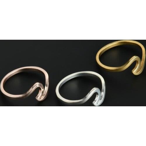 2018 New Rings Size 6 7 8 9 10 Fashion Classic Gold Sliver Rose Gold Wave Band Womens Ring Boho Jewelry