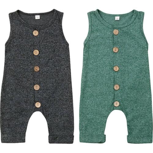 2019 Newborn Infant Baby Girl Boys Cotton Button Up Romper Casual Baby Clothes Summer Sleeveless Jumpsuit Outfit Sunsuit