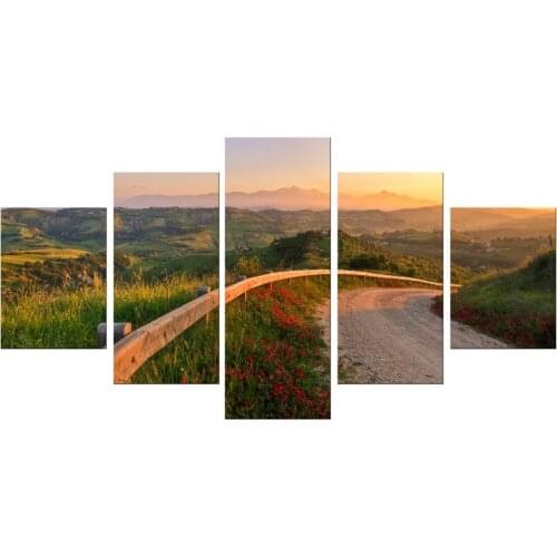 5 Pieces The Sunset and The mountain Modern Home Wall Decor Canvas Picture Art HD Print Painting On Canvas Artworks Framed