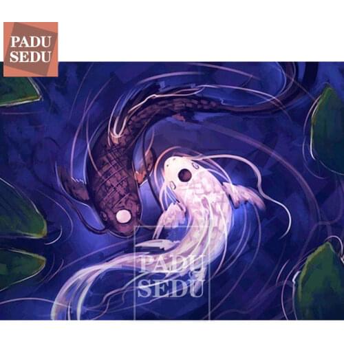 5D Diamond Embroidery cross stitch kit Black and White koi Fish full Square Round 3D Diamond Painting Home Decoration Room decor