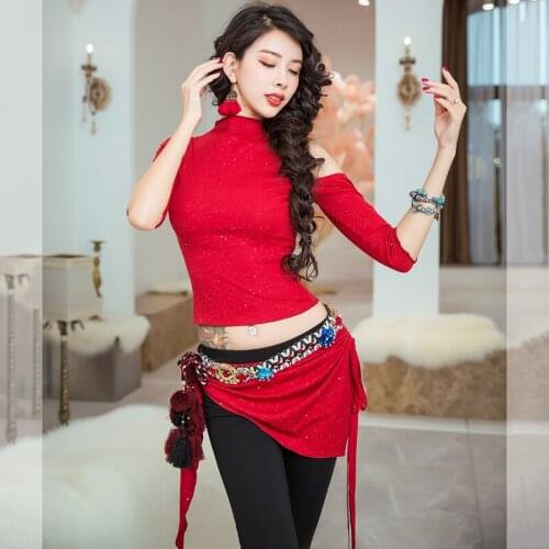 Velvet Belly Dance Practice Clothes New Autumn Skirtpants Adult Oriental Indian Dancing Beginner Dancer Group Performance wear