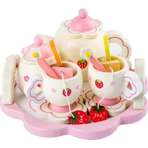 Children Wooden Simulation Teacup Afternoon Tea Kitchen Pretend Play Toy Gifts