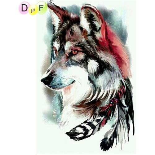 DPF 5D full Round Diamond Painting Mosaic feather Dog staring DIY Magic Cube Cross Stitch art craft Diamond Embroidery Decor