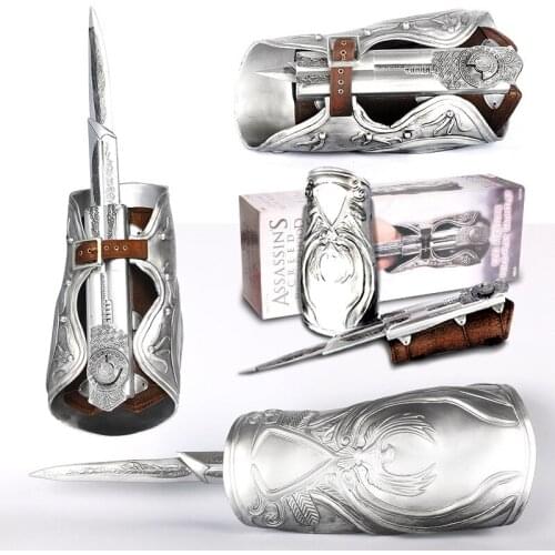 NECA Action Figure Newest Assassins Creed 3 God Blade Ezio COSPLAY Props 1:1 Sleeve Sword and Sleeve Arrows Ejected 42cm Model