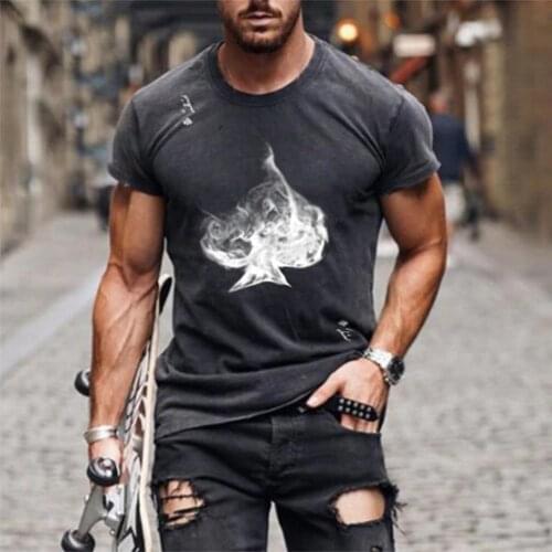 New Fashion Mens 3d T-shirt Loose Oversized Personality Summer Short-sleeved Ace of Spades Printed T-shirt Casual Sports Top