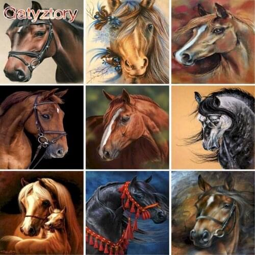 GATYZTORY Paint By Numbers For Adults Children DIY HandPainted Oil Painting Horse Animals Picture Paint Home Decoration Custom P