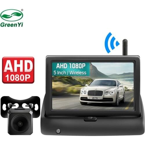 Vehicle Wireless Receiver HD 1080P 2CH 5 Inch Car AHD Foldable Monitor With AHD Wireless Transmitter Reverse Backup Camera