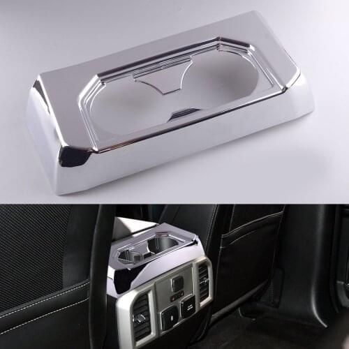 ABS Car Chrome Rear Armrest Box Water Cup Holder Cover Trim Panel Frame Fit for Ford F150 2016 2017 2018 2019