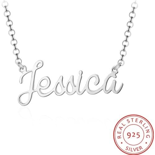 Personalized 925 Sterling Sliver Name Necklaces Fashion Customized Pendant Engraved Name Promised Jewelry Charm Gift for Women