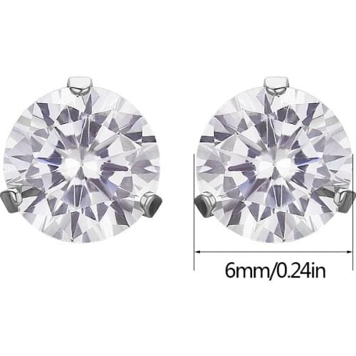 Round AAA CZ Small Stud Earrings For Women Men Kids Girls Children Piercing Jewelry 3 Claw Gold Color 6mm Aros Aretes Wholesale