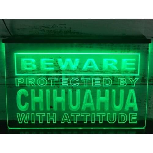 M498 Beware Chihuahua LED Neon Light Sign