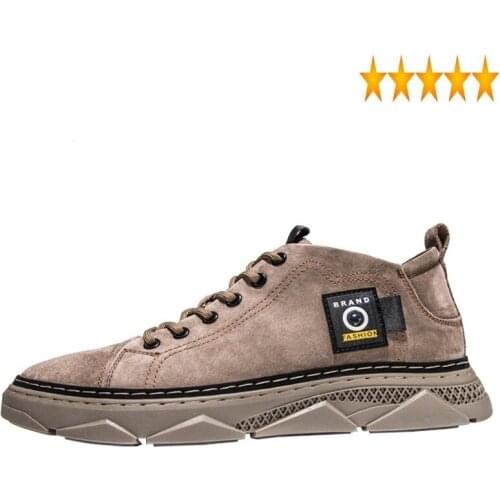 Fashion Mens Sneakers Lace-Up Brand High Top Autumn Cow Suede Platform Casual Flat Vintage Round Toe Designer Shoes