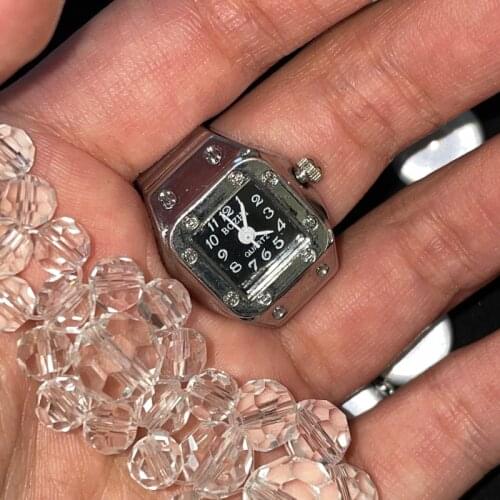 2021 Fashion Vintage Punk Elastic Stretchy Quartz Watch Rings for Women Man Hip Hop Cool Boy Finger Watch Rings Couple Jewelry