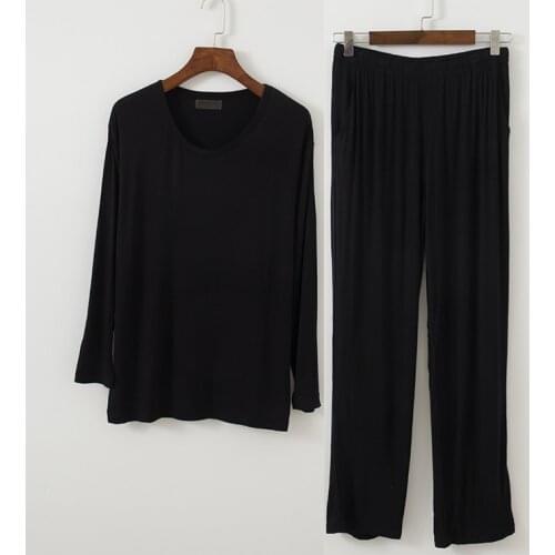 Plus Size 8XL 140KG Men Modal Pajamas Sets O Neck Summer Modal Home Wear Autumn Soft Sleep Wear Long Sleeve Top and Long Pants