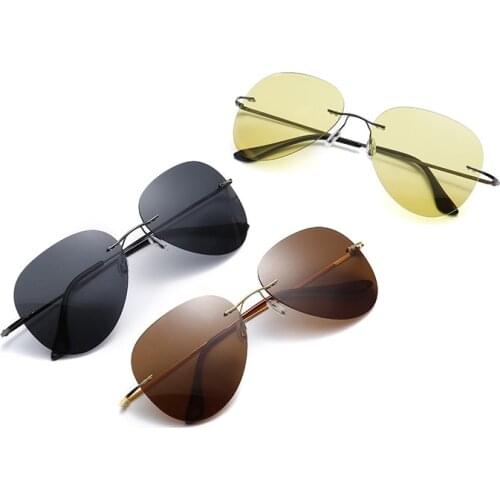 JackJad Ultralight Titanium Polarized Rimless Pilot Style Sunglasses Men Driving Brand Design Sun Glasses Oculos De Sol 1013