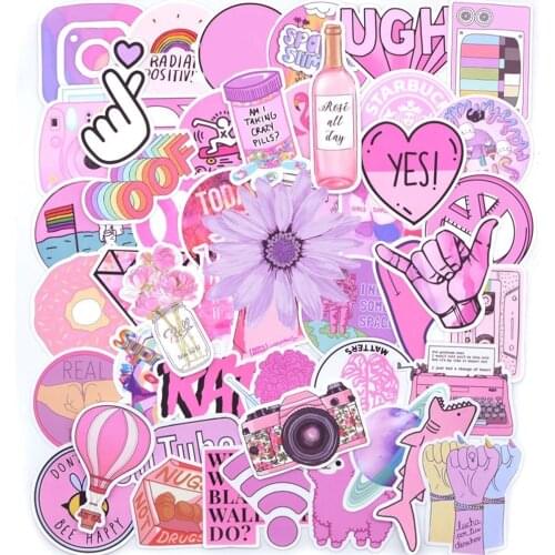 10/30/50 PCS Pink Cute Girl Vsco Stickers for Luggage Laptop Decal Skateboard Stickers to DIY Bike Car Motorcycle Fridge Sticker