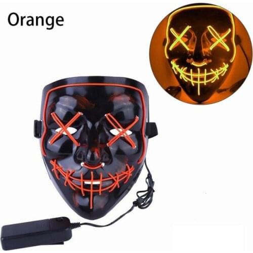 New Led Mask Halloween Party Masque Masquerade Masks Neon Light Glow In The Dark Mascara Horror Glowing Masker