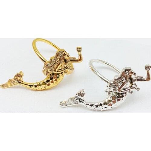 Ocean Series Mermaid Gold Silver Metal Napkin Ring Table Decoration Cocktail Party Hotel Party Western Food Decorations
