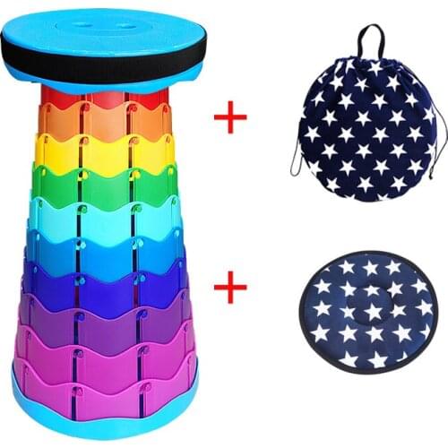 Portable Plastic Folding Telescopic Stool, Suitable for Camping Trip, Fishing, Barbecue, Outdoor and Indoor