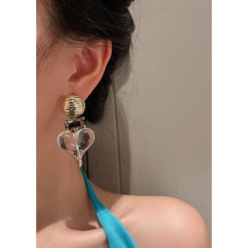 Exaggerated Creative Acrylic Heart Drop Earrings Geometric Square Crystal 2021 New Arrival Earrings Korean Fashion Party Jewelry